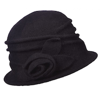 Boiled Wool Cloche with Rosette