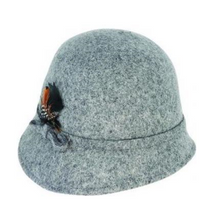 Load image into Gallery viewer, Molly - Wool Felt Cloche w Feather