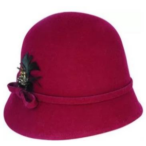 Molly - Wool Felt Cloche w Feather