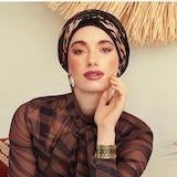Boho Scarlett Turban / 7529 - Shiny Brown & Animal Mix