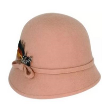 Load image into Gallery viewer, Molly - Wool Felt Cloche w Feather