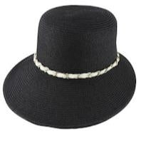 Load image into Gallery viewer, Paperbraid Cloche w Dimensional Brim &amp; Chain Trim